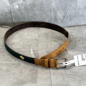 Sun + Stone Men's Green Faux-Leather Printed Belt SZ OS